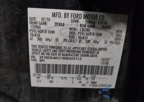 2011 Ford Edge Limited z USA, uszkodzony, nr VIN 2FMDK4KC1BBA05313